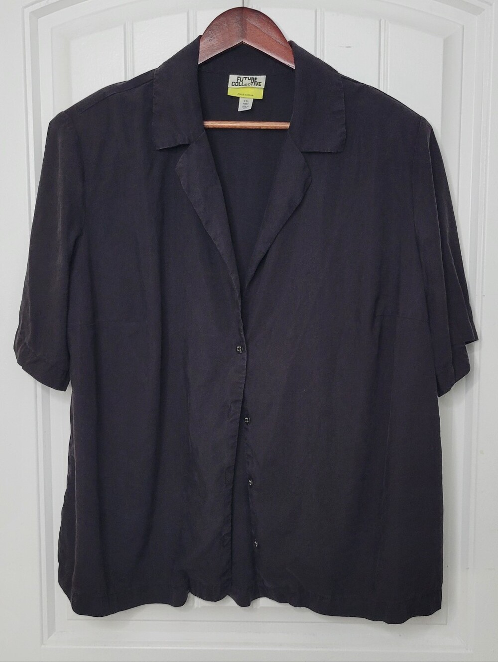 Future Collective Black Collared Blouse With Shoulder Pads